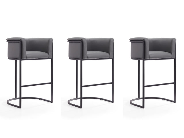 Cosmopolitan Barstool in Grey and Black (set of 3) - Ornate Home