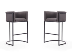 Cosmopolitan Barstool in Pebble and Black (set of 2) - Ornate Home