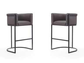 Cosmopolitan Barstool in Pebble and Black (set of 2) - Ornate Home