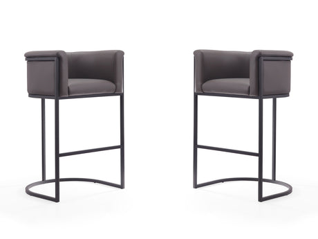 Cosmopolitan Barstool in Pebble and Black (set of 2) - Ornate Home