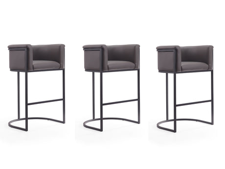 Cosmopolitan Barstool in Pebble and Black (set of 3) - Ornate Home