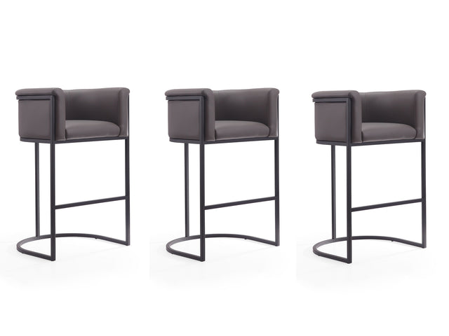 Cosmopolitan Barstool in Pebble and Black (set of 3) - Ornate Home