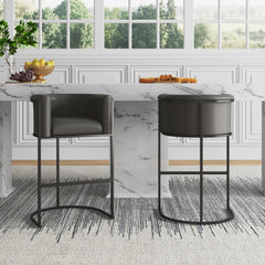 Cosmopolitan Barstool in Pebble and Black (set of 3) - Ornate Home