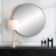 Cosmopolitan Black/Brass Round Mirror - Ornate Home