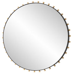 Cosmopolitan Black/Brass Round Mirror - Ornate Home