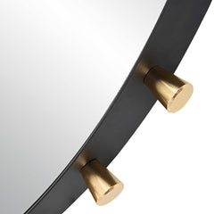 Cosmopolitan Black/Brass Round Mirror - Ornate Home
