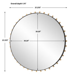 Cosmopolitan Black/Brass Round Mirror - Ornate Home