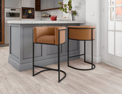 Cosmopolitan Counter Stool in Camel and Black - Ornate Home