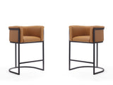 Cosmopolitan Counter Stool in Camel and Black (set of 2) - Ornate Home