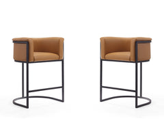 Cosmopolitan Counter Stool in Camel and Black (set of 2) - Ornate Home