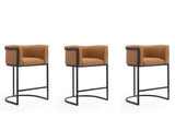 Cosmopolitan Counter Stool in Camel and Black (set of 3) - Ornate Home