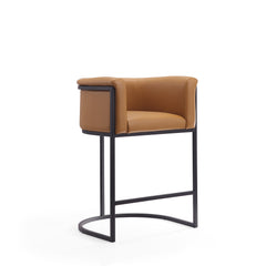 Cosmopolitan Counter Stool in Camel and Black (set of 3) - Ornate Home