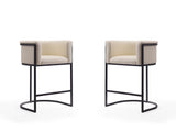 Cosmopolitan Counter Stool in Cream and Black (set of 2) - Ornate Home