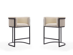 Cosmopolitan Counter Stool in Cream and Black (set of 2) - Ornate Home