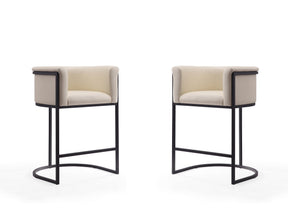 Cosmopolitan Counter Stool in Cream and Black (set of 2) - Ornate Home