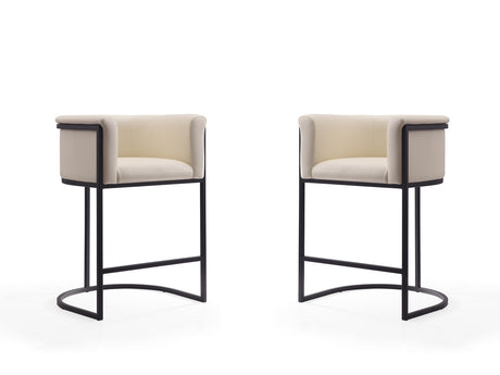 Cosmopolitan Counter Stool in Cream and Black (set of 2) - Ornate Home