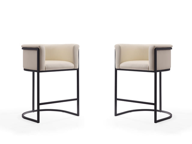 Cosmopolitan Counter Stool in Cream and Black (set of 2) - Ornate Home