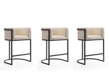 Cosmopolitan Counter Stool in Cream and Black (set of 3) - Ornate Home