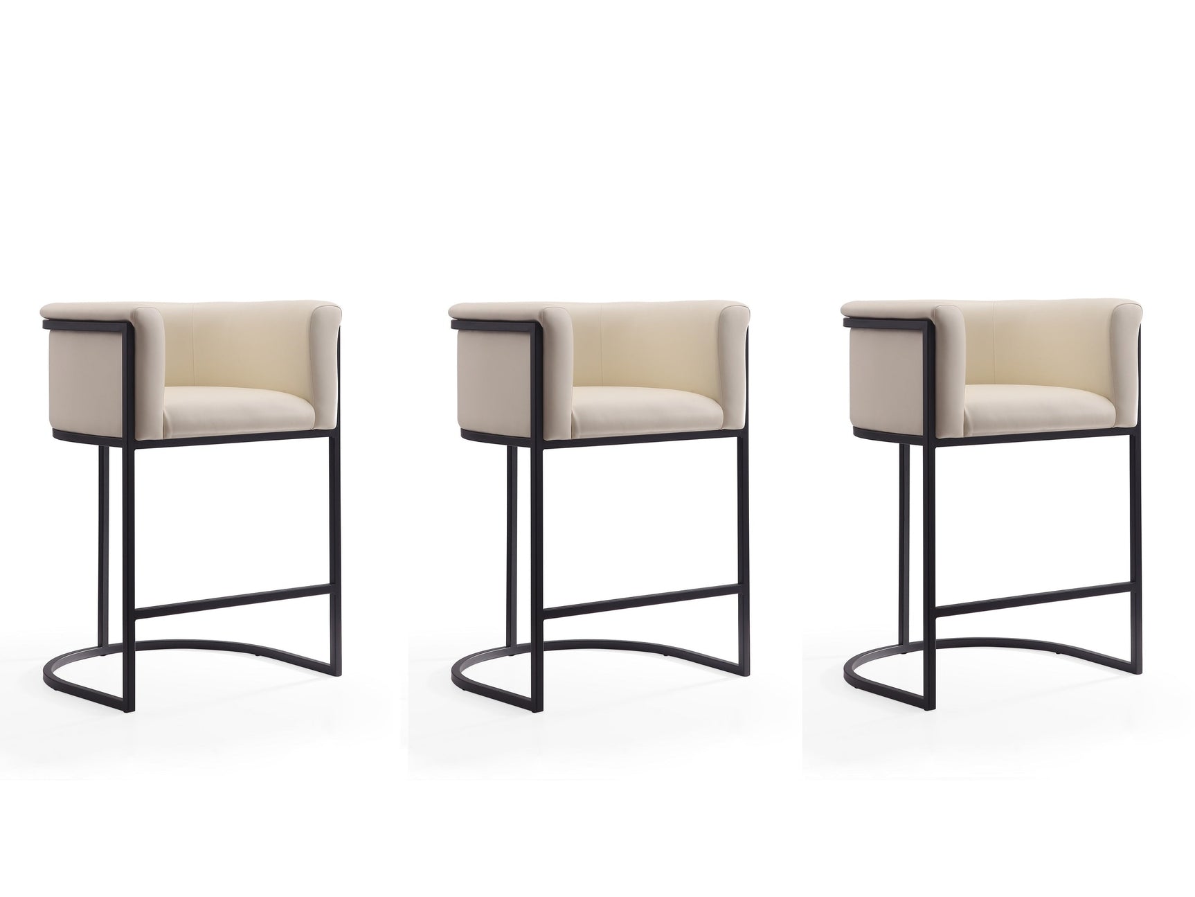 Cosmopolitan Counter Stool in Cream and Black (set of 3) - Ornate Home