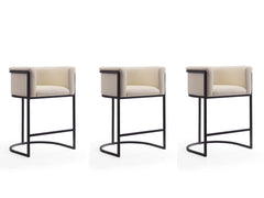 Cosmopolitan Counter Stool in Cream and Black (set of 3) - Ornate Home