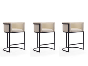 Cosmopolitan Counter Stool in Cream and Black (set of 3) - Ornate Home