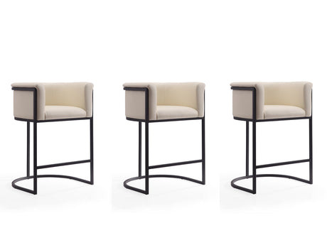 Cosmopolitan Counter Stool in Cream and Black (set of 3) - Ornate Home