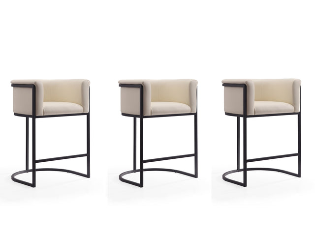 Cosmopolitan Counter Stool in Cream and Black (set of 3) - Ornate Home