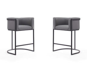 Cosmopolitan Counter Stool in Grey and Black (set of 2) - Ornate Home