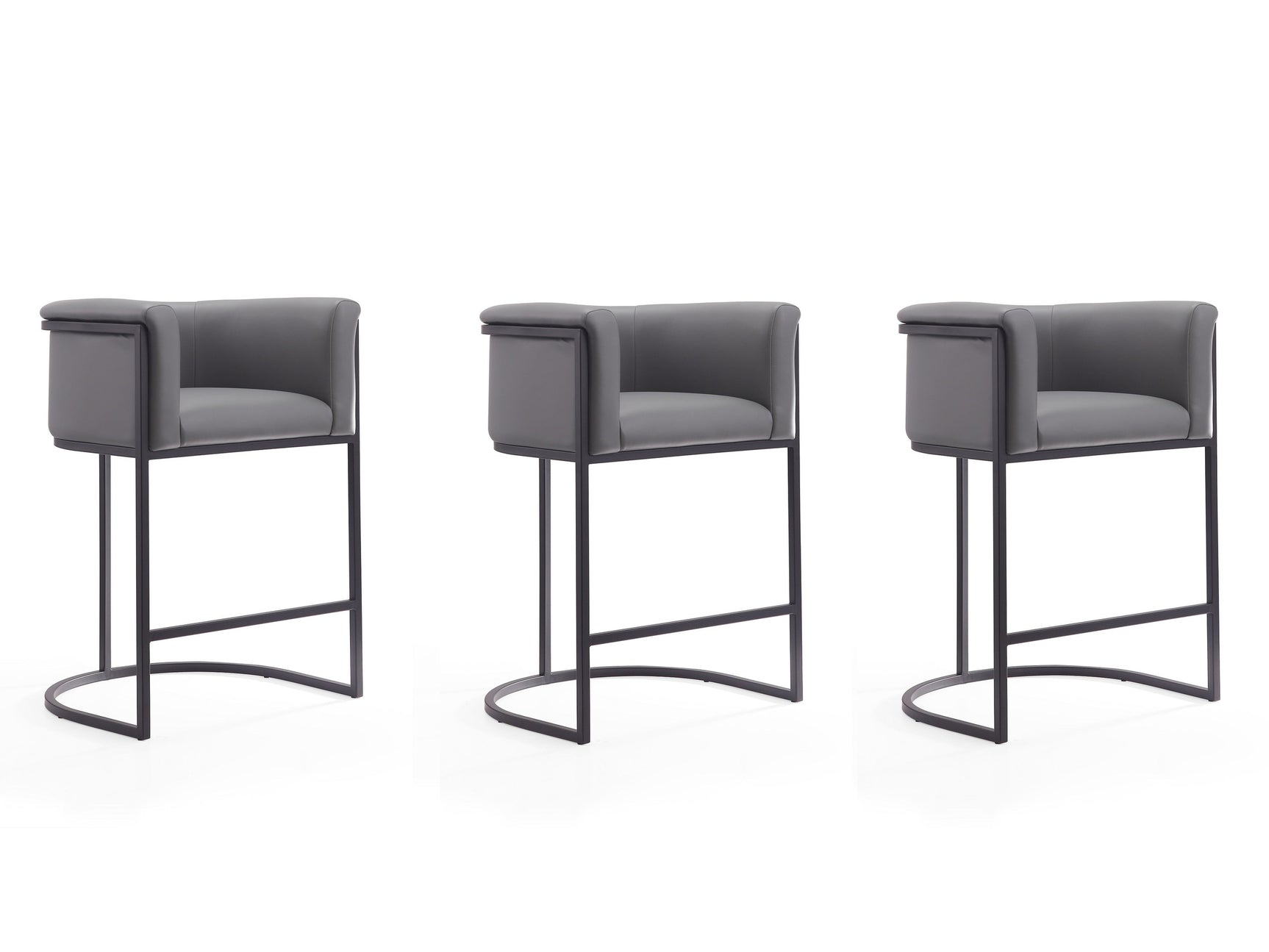 Cosmopolitan Counter Stool in Grey and Black (set of 3) - Ornate Home