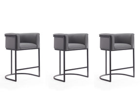 Cosmopolitan Counter Stool in Grey and Black (set of 3) - Ornate Home