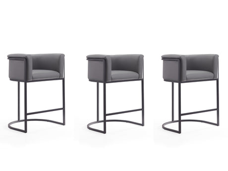 Cosmopolitan Counter Stool in Grey and Black (set of 3) - Ornate Home