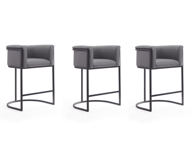 Cosmopolitan Counter Stool in Grey and Black (set of 3) - Ornate Home