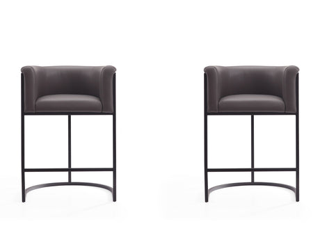 Cosmopolitan Counter Stool in Pebble and Black (set of 2) - Ornate Home