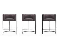 Cosmopolitan Counter Stool in Pebble and Black (set of 3) - Ornate Home