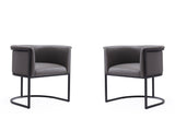 Cosmopolitan Dining Chair in Pebble and Black (set of 2) - Ornate Home