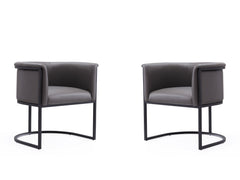 Cosmopolitan Dining Chair in Pebble and Black (set of 2) - Ornate Home