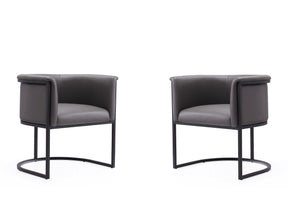 Cosmopolitan Dining Chair in Pebble and Black (set of 2) - Ornate Home