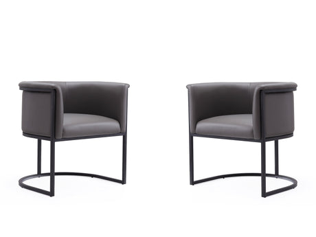 Cosmopolitan Dining Chair in Pebble and Black (set of 2) - Ornate Home