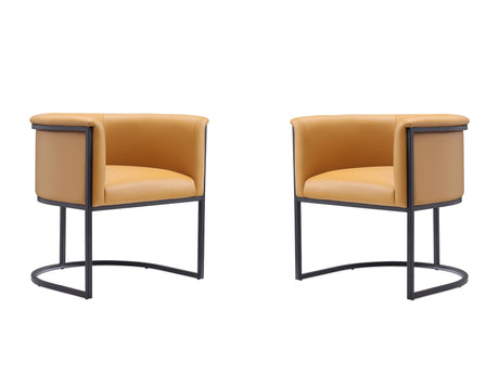 Cosmopolitan Dining Chair in Saddle and Black (set of 2) - Ornate Home