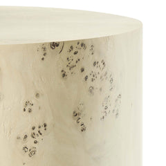 Cosmos Bleached 16" Round Burl Wood Side Table - Ornate Home
