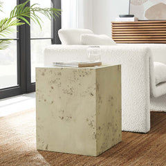 Cosmos Bleached 16" Square Burl Wood Side Table - Ornate Home
