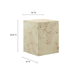 Cosmos Bleached 16" Square Burl Wood Side Table - Ornate Home
