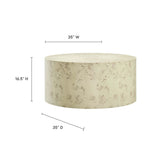 Cosmos Bleached 35" Round Burl Wood Coffee Table - Ornate Home
