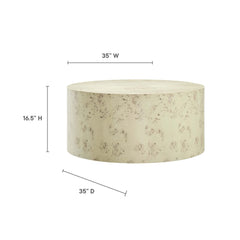 Cosmos Bleached 35" Round Burl Wood Coffee Table - Ornate Home
