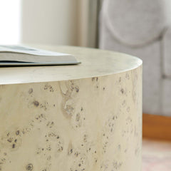 Cosmos Bleached 35" Round Burl Wood Coffee Table - Ornate Home