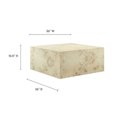 Cosmos Bleached 36" Square Burl Wood Coffee Table - Ornate Home