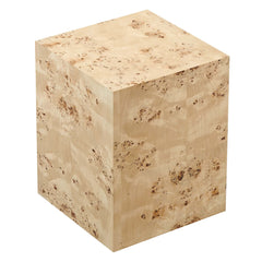 Cosmos Natural 16" Square Burl Wood Side Table - Ornate Home