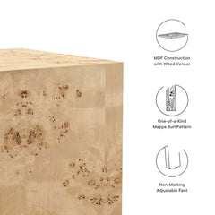 Cosmos Natural 16" Square Burl Wood Side Table - Ornate Home