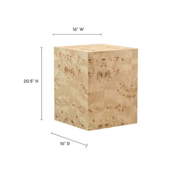 Cosmos Natural 16" Square Burl Wood Side Table - Ornate Home