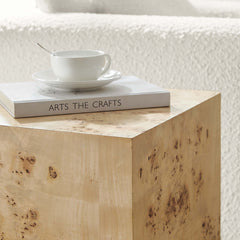 Cosmos Natural 16" Square Burl Wood Side Table - Ornate Home